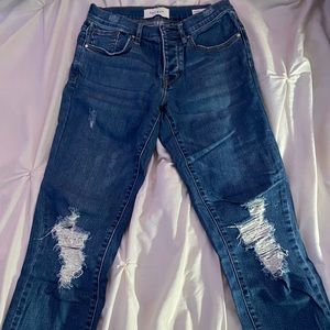 Women’s Boyfriend Ripped Button Up Jeans